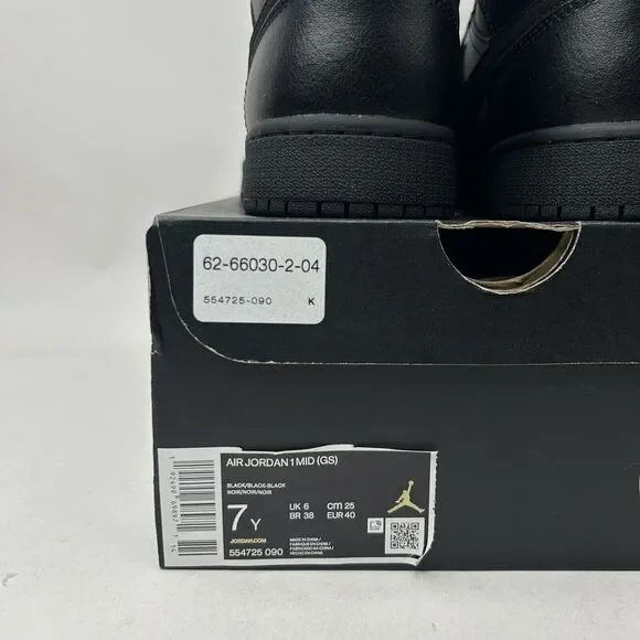Nike Air Jordan 1 Mid GS “Deep Black Nubuck Swoosh” 2023 - Picture 5 of 5